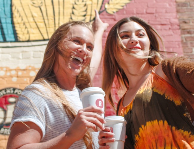 Two women taking a selfie