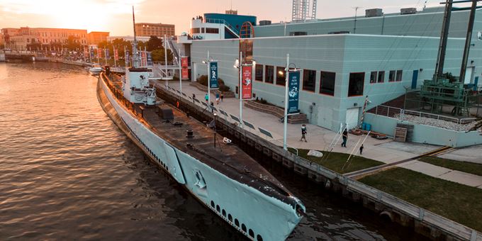 Wisconsin Maritime Museum in Manitowoc at Sunset